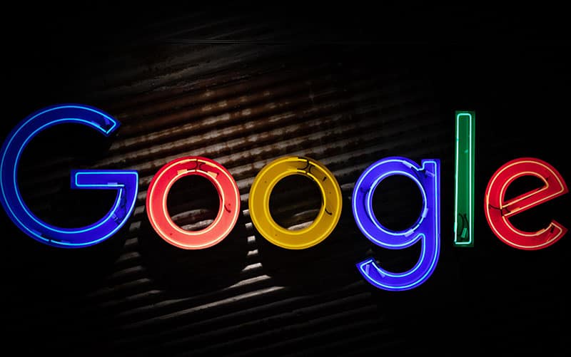 Google logo in lights